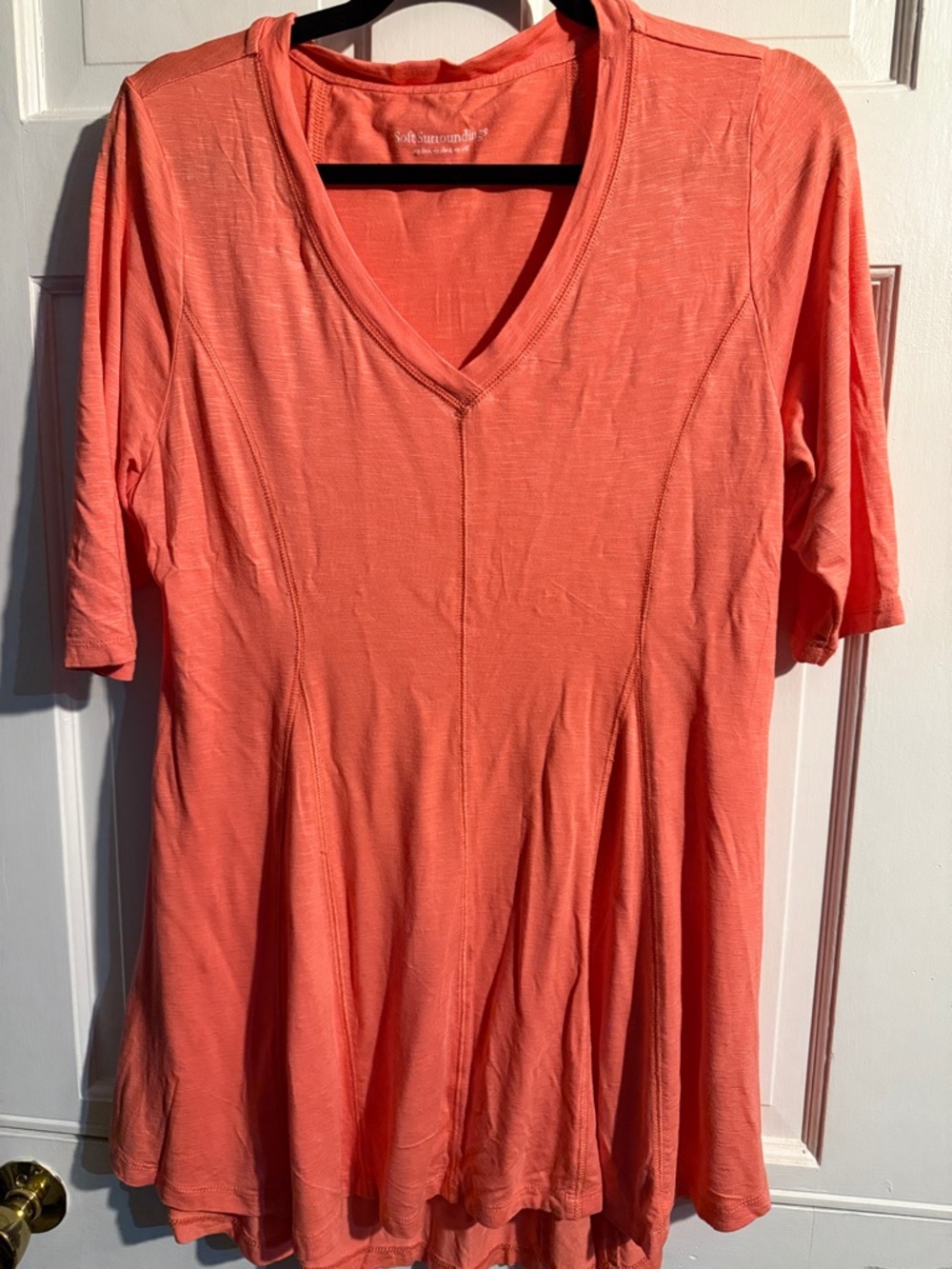 Soft Surroundings Coral V-Neck Swing Tunic
